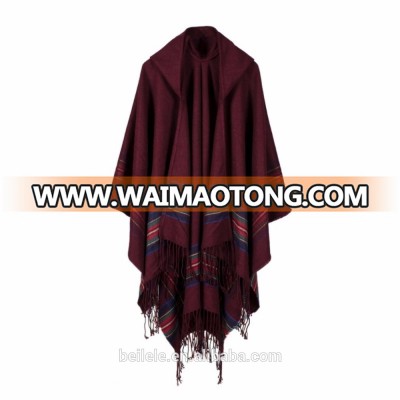 Free Shipping Lady Imitation cashmere Shawls Wearable Insulation Lengthened Black Red Cloak